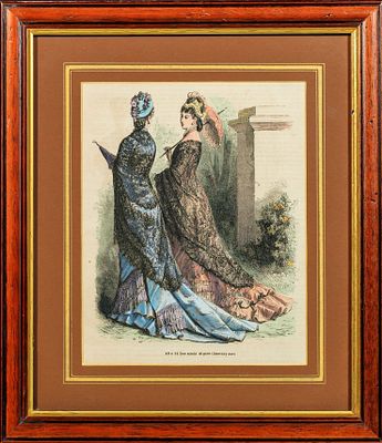 Неизвестный художник. Западная Европа. Дамы в шляпках. Иллюстрация для журнала мод. Конец XIX века.