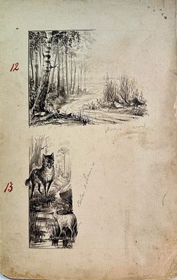 Денисов Николай Васильевич (1866 – после 1923). "Волк и ягненок". Книжная иллюстрация. Конец 