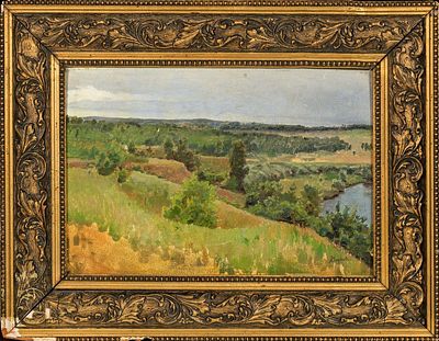 Чирков Александр Иннокентьевич (1865-1913). Излучина реки. Конец XIX века. Картон, масло. 19,5 