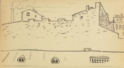 Неизвестный художник. Россия. Питерские крыши. Первая половина ХХ век. Бумага, карандаш. 22,5 х 