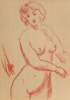 Неизвестный художник. Россия. Обнаженная. Первая половина ХХ века. Бумага, пастель. 58,7 х 41,6 
