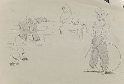 Саркисян Перч Ашотович (1922-1970). (?) Эскизы. Городские типы. Середина ХХ века. Бумага 