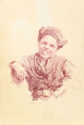 Назаров Константин Борисович (1933-1981). Парень. 1952. Бумага, карандаш.32 х 21,5 см. Справа 