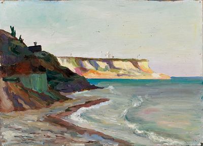 Зеленская Ирина Александровна (?). Побережье. 1950-е. Картон, масло. 25 х 35 см. Работа 