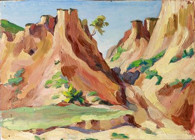 Неизвестный художник. Россия. Песчаные карьеры. Середина ХХ века. Картон, масло. 25,2 х 35 см. 