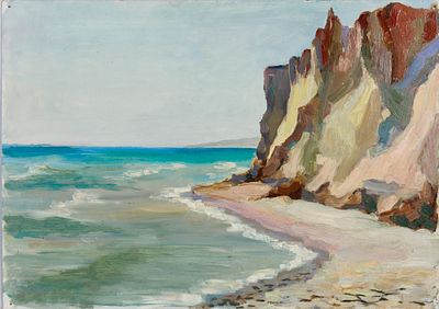 Неизвестный художник. Россия. Морское побережье. 1950-е. Картон, масло. 25 х 35 см. Происходит 