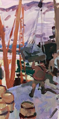 Алексеев Адольф Евгеньевич (1934-2000). Погрузка в порту. Серия "Русский Север". 1961. Бумага 