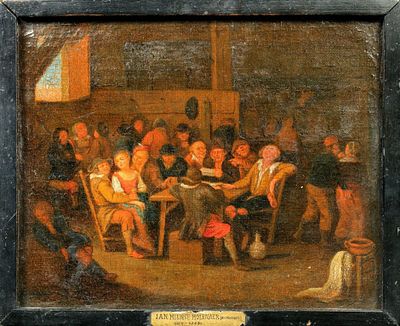 Неизвестный художник. Западная Европа. В таверне. XVII век. Холст, масло. 23 х 28,5 см. Холст 