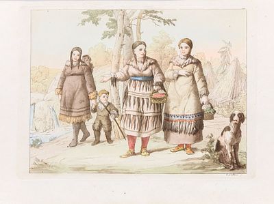 Галло Галлина (Gallo Gallina) (1778–1837). Костюмы камчадалов. 1818. Бумага, акватинта 