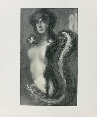 Франц фон Штук (Franz von Stuck) (1863,-1928). Грех. Начало ХХ века. Бумага, ксилография (?). 