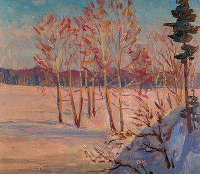 Лучишкин Сергей Алексеевич (1902-1989). Зимний пейзаж. 1970-е. Картон, масло. 26,8 х 30,8 см. 