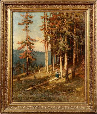 Неизвестный художник. Россия. В сосновом лесу. Конец XIX века. Холст, масло. 76,5 х 62 см. 
