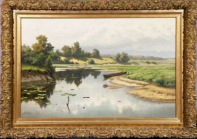 [Академик ИАХ] Волков Ефим Ефимович (1844-1920). Тихая заводь. Конец XIX - начало ХХ века. Холст 