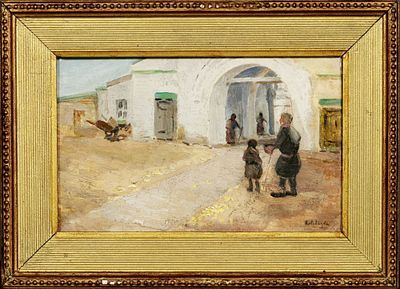 Лебедев Клавдий Васильевич (1852-1916). У монастырских ворот. Конец XIX - начало ХХ века. Картон 