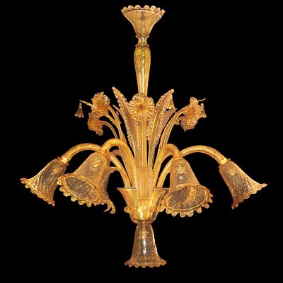 Lampadario in vetro di Murano pagliesco a 7 luci - Lampadario in vetro di Murano pagliesco a 7 