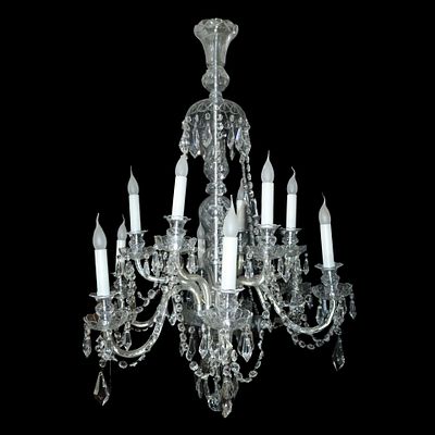 Lampadario in vetro di Boemia con brindoli - Lampadario in vetro di Boemia con brindoli h cm 102X82