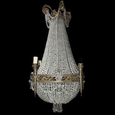 Lampadario con brindoli in vetro - Lampadario con brindoli in vetro H cm 116x63 Da sistemare