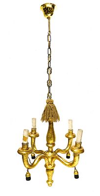 Antico lampadario in legno dorato a foglia, Sicily, 18th century - Antico lampadario in legno 