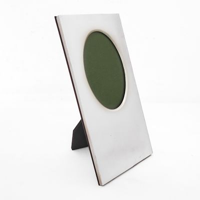 Cornice rettangolare in argento 800 con vano portafoto ovale h cm 18X9 ovale portafoto h cm 9X6 