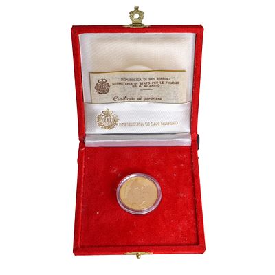 Moneta d'oro a corso legale 5 Scudi, 1990 - Moneta d'oro a corso legale 5 Scudi, 1990 Titolo 