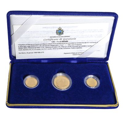 Coniazione di scudi d'oro dello stato a corso legale 1/2- 1 e 2 scudi, 1999 - Coniazione di scudi 
