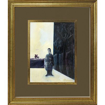 Cesare D'Angelo (Catania 1940 - 2006) - Dama e cavaliere nel bosco, 20&deg; secolo - Cesare 