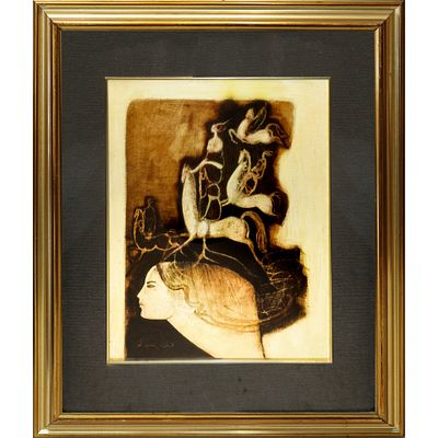 Cesare D'Angelo (Catania 1940 - 2006) - Profilo di dama e quattro cavalli, 1989 - Cesare D'Angelo 