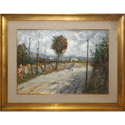 Strada di campagna con personaggi, 20&deg; secolo - Strada di campagna con personaggi, 20&deg; 