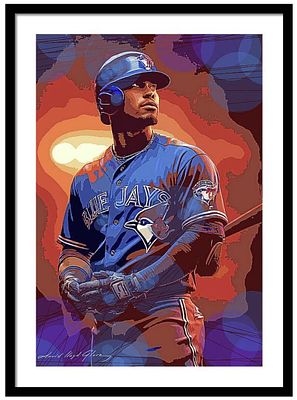 Vladimir Guerro Blue Jays Hand embellished oil on canvas by David Lloyd Glover Hand signed 