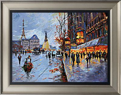 Limited Edition Hand embellished canvas Michael Schofield Paris. Hand signed by Michael 