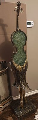 Gorgeous Violin Bronze with crushed glass. An original by Christian Nowaczyk. Hand signed 5 