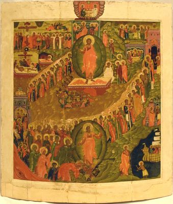 [Large]. Russian icon "Resurrection of Christ. Descent to Hell". - Russia, 16-17th century. - 