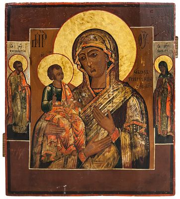 Russian icon "Our Lady of Three Hands". - Russia, 19th cent. - 31x26,4 cm. Description: Wood 
