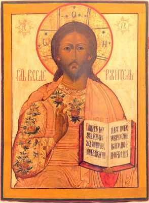 [Large]. Russian icon "Christ Almighty (Christ Pantocrator)". - Russia, 18-19th century. - 86x64 cm.