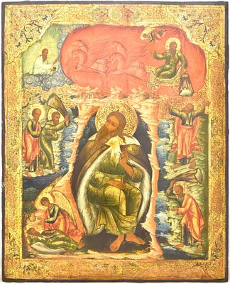 [Large]. Russian icon "Saint Prophet Elijah in the Wilderness". - Russia, 19th century. - 71x54 