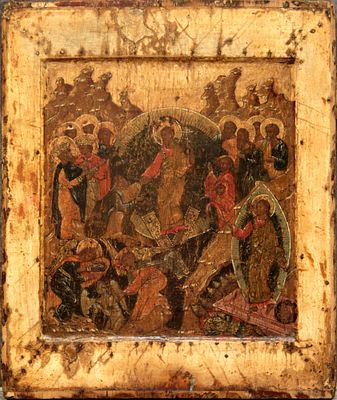 Russian icon "Resurrection of Christ (Descent to Hell)". - Russia, 16th (?) century. - 32x26 cm. 