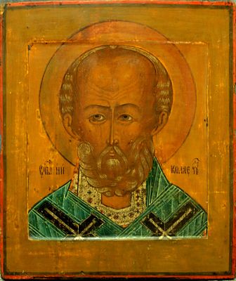 Russian icon "Saint Nicholas the Wonderworker". - Russia, 17th century. - 31x26 cm. Description 