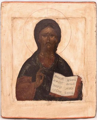 Russian icon "Christ the Almighty". - Russia, 17-18th century. - 31x26,5 cm. Description: Tempe 
