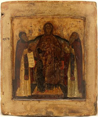 Russian icon "Svenskaya (Pecherskaya) Mother of God". - Russia, 17-18th century. - 31,5x26,5 cm. 