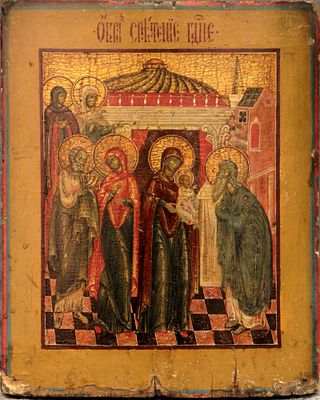 Russian icon "The Presentation of Christ to The Temple (Candlemas)". - Russia, 17-18th century. 