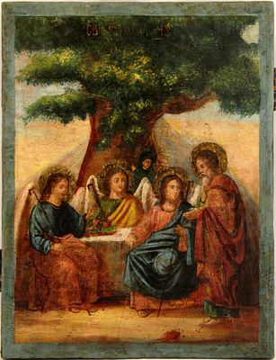 Russian icon "Old Testament Trinity (Hospitality of Abraham)". - Russia, 18-19th century. - 34 