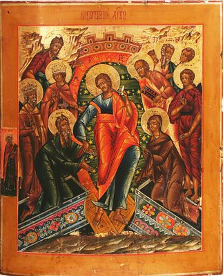 [Large]. Russian icon "Resurrection of Christ (Descent to Hell)". - Russia, 18-19th century. - 