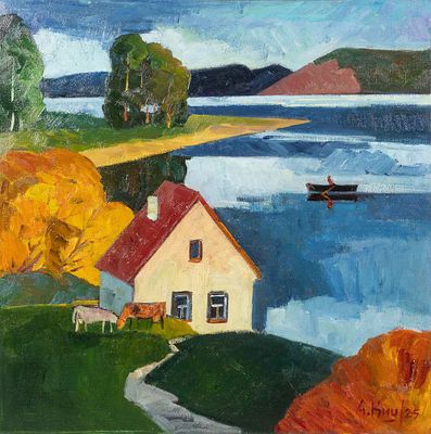 Киореску А.С. "Пасмурный день" 2025 год. Холст, масло. Размер 50х50 см. Подпись автора в правом 