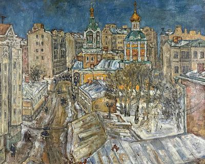 Чумаченко В.З. "Обыденский переулок" 1990 год. ГЗ23 Холст без подрамника, масло. Размер 80х99 