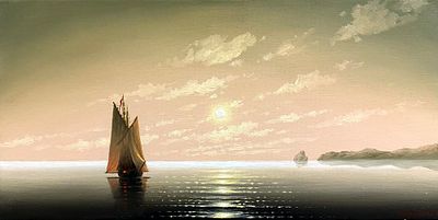 Кириллов С. "Спокойное море" МР23 Холст, масло. Размер 25х50 см.