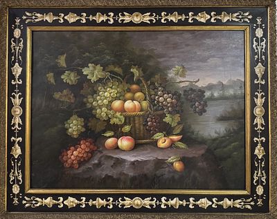 Н.Х. "Натюрморт с виноградом" Начало ХХ века. Европа. Холст, масло. Размер 90х120 см. Подпись 