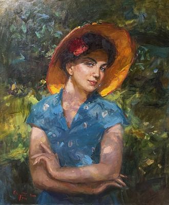 Свиридов С.А. "В саду" 2020 год. Холст, масло. Размер 70х60 см. Подпись автора в левом нижнем углу.