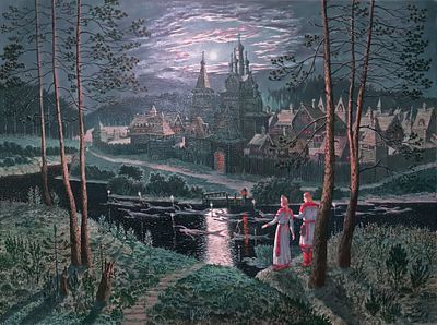 Иванов В.Б. "Чудо летней ночи" 2024 год. Холст, масло. Размер 45х60 см. Подпись автора в правом 