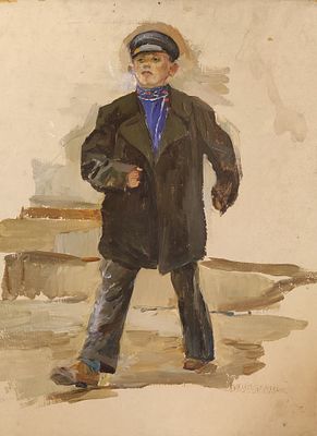 Белякова И.С. &laquo;Максимка&raquo; 1955 год. ТР23 Картон, масло. Размер 41х31 см. Подпись автора на обороте. 