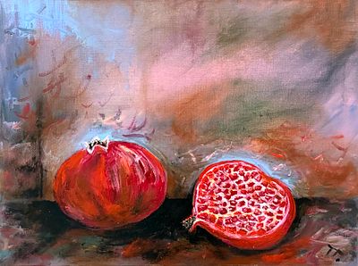 Горшкова Т.В. &laquo;Гранаты&raquo; 2025 год. Холст, масло. Размер 30х40 см.